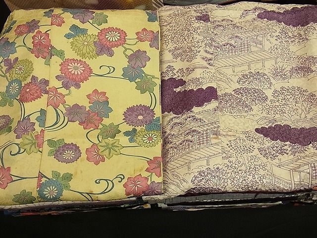 平和屋-野田店2■着物 まとめて 100点 鹿 蝶 有栖川文様 風景 花柄 駒刺繍 金銀彩 など 着用可能多数 未使用品あり 全て正絹 bbb122_画像5