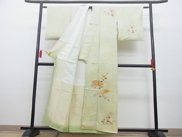 平和屋野田店■訪問着　地紙花文　暈し染め　金彩　逸品　n-yc5048_画像2