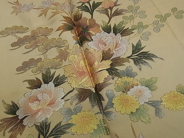 平和屋1■訪問着　螺鈿　作家物　立波鉾枝花文　金銀彩　逸品　gh6450_画像4