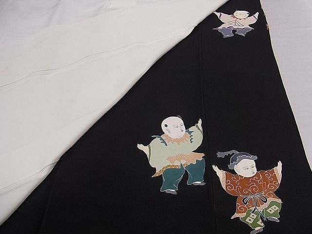 平和屋1■豪華　黒留袖　刺繍　唐子　龍　金糸　逸品　ch5065_画像7