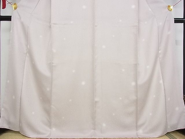 平和屋-こころ店■極上　小紋　結び桜　蛍暈し　反端付き　着丈167.5cm　裄丈67cm　正絹　逸品　未使用　3kk3938_画像4