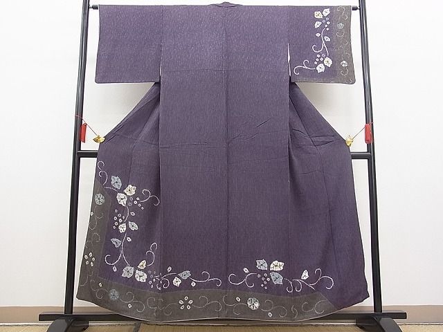 平和屋野田店■訪問着　絞り　花唐草文　逸品　n-fw5053_画像1