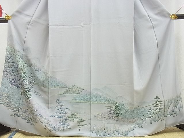 平和屋野田店■豪華色留袖 友禅 遠山風景文 逸品 n-yc5178の画像3