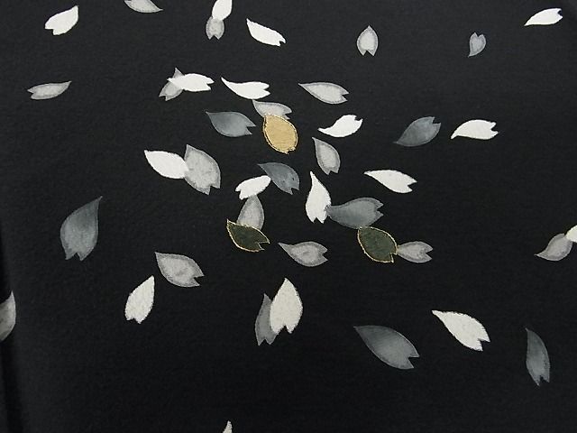 平和屋-こころ店■訪問着　手描き　刺繍　舞桜文　金糸　越後屋扱い　着丈169.5cm　裄丈70.5cm　正絹　逸品　A-br7372_画像4