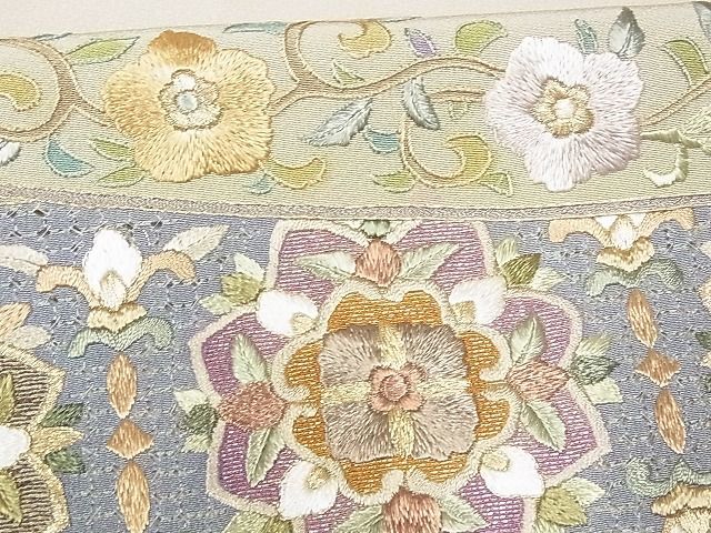 平和屋-こころ店■訪問着 総刺繍 中国三大刺繍 汕頭刺繍 スワトウ刺繍 花唐草文 暈染め 金糸 着丈155cm 裄丈64.5cm 正絹 逸品 A-ta7799_画像7