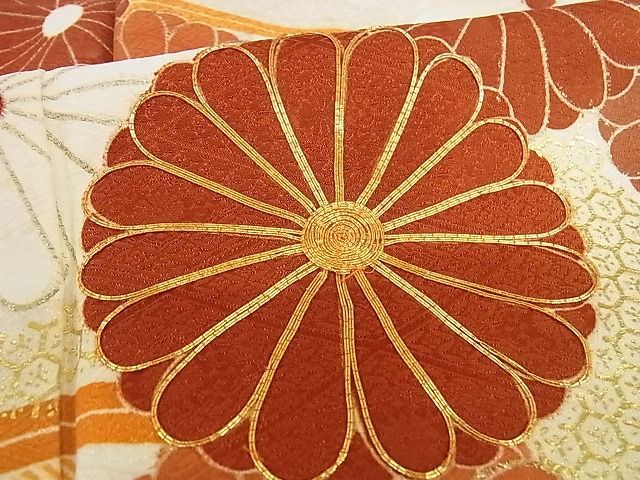 平和屋-こころ店■豪華振袖　駒刺繍　菊芝文　金銀彩　着丈164cm　裄丈65cm　正絹　逸品　A-ja5519_画像5