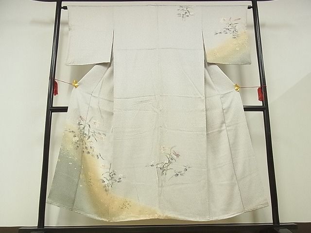 平和屋-こころ店■訪問着 草花文 着丈147.5cm 裄丈64cm 正絹 逸品 B-zg8401の画像1