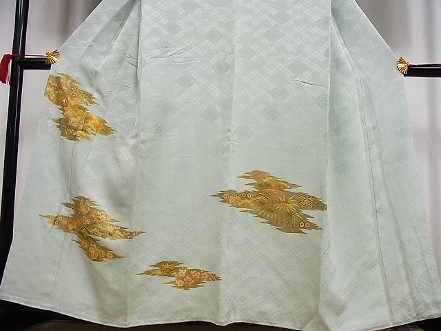 平和屋-こころ店■訪問着　駒刺繍　松竹梅　金彩　松屋扱い　着丈156cm　裄丈64.5cm　正絹　逸品　B-ph9707_画像3