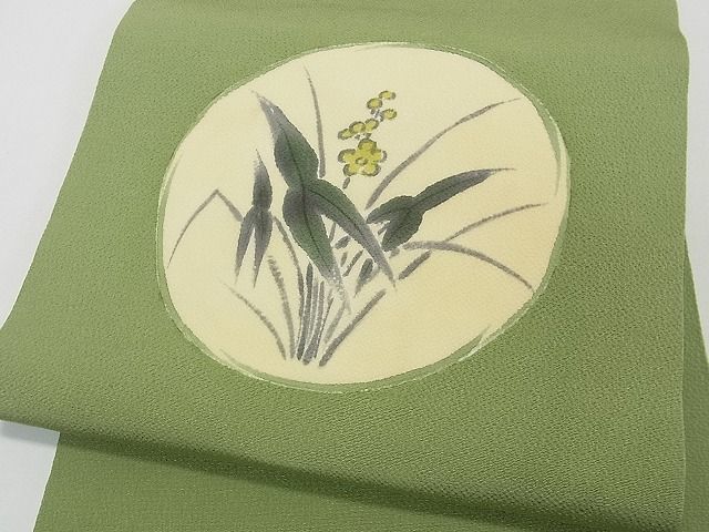 平和屋2■九寸名古屋帯　草花丸文　鬼しぼ縮緬　逸品　ma4312_画像1