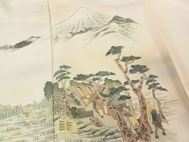 平和屋2■訪問着 作家物 手描き 東海道五十三次 暈し染め 逸品 rt3201の画像4