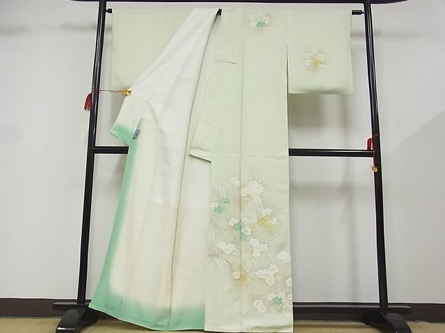 平和屋-こころ店■訪問着　枝花文　暈し染　着丈162cm　裄丈65cm　正絹　逸品　1B-wt1345_画像2