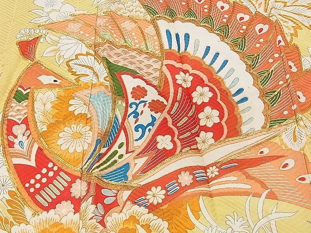 平和屋2■豪華振袖 駒刺繍 孔雀花文 金彩 逸品 ud3440の画像6