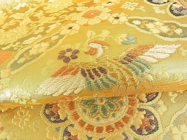 平和屋2■六通柄袋帯　正倉院鳳凰花文　金糸　逸品　rt3225_画像4