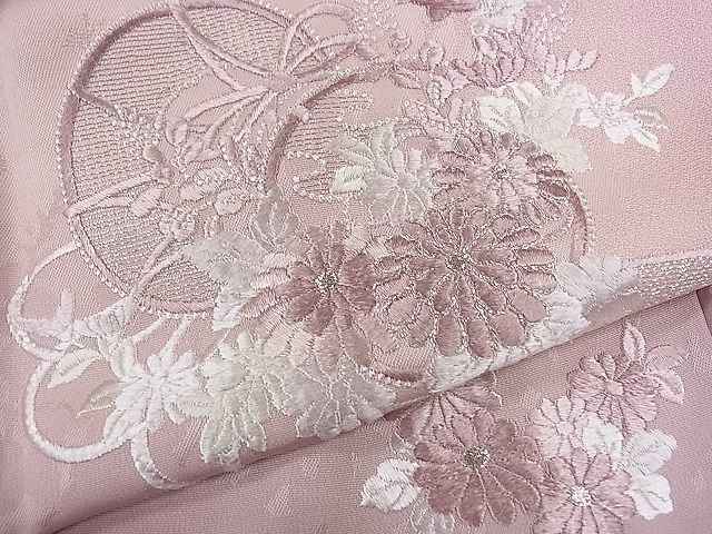 平和屋1■色留訪問着　総刺繍　鼓エ霞草花文　暈し染め　銀糸　逸品　ze7603_画像6