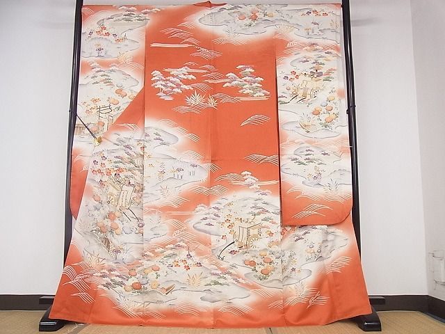 平和屋川間店■豪華振袖 御所車風景文 暈し染め 金彩 逸品 mz1107の画像1