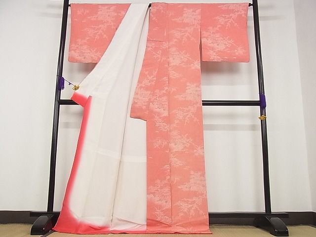 平和屋川間店■上質な小紋　風景文　ロング丈　着丈174cm　裄丈67.5cm　正絹　逸品　B-ey4810_画像3