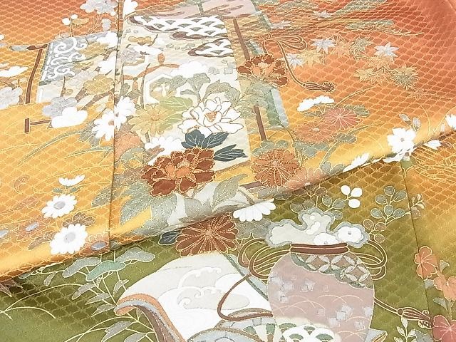 平和屋川間店■訪問着　駒刺繍　誰が袖花文　暈し染め　金彩　逸品　sf0643_画像7