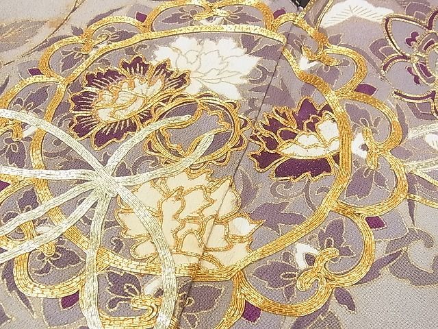 平和屋川間店■豪華黒留袖 駒刺繍 鏡裏吉祥花文 金銀糸 逸品 fe3817の画像5