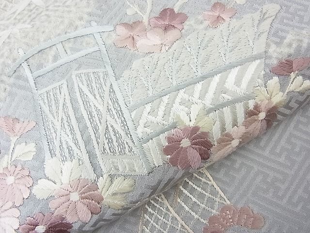 平和屋川間店■訪問着　刺繍　絞り　御所解花文　やまと誂製　逸品　n-wb1837_画像5