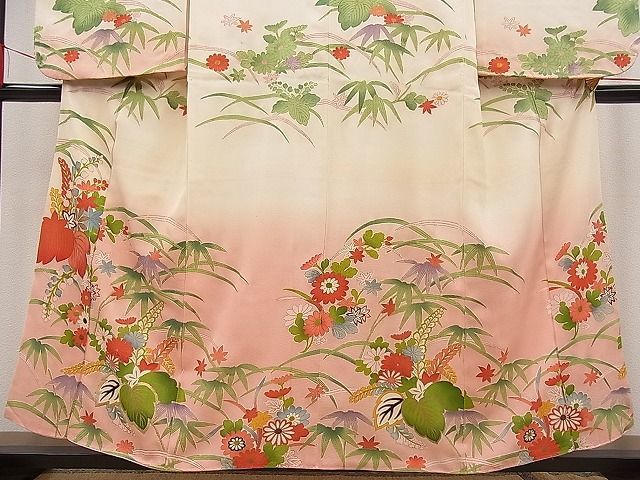 平和屋川間店■小振袖　金糸刺繍　桐吉祥草花文　暈し染め　金彩　逸品　n-pk1609_画像3