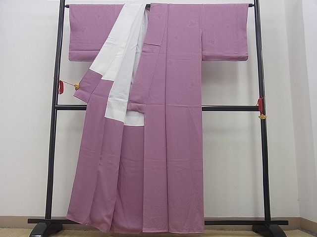 平和屋川間店■上質な色無地　桔梗地紋　京紫色　逸品　未使用　n-gh2276_画像3