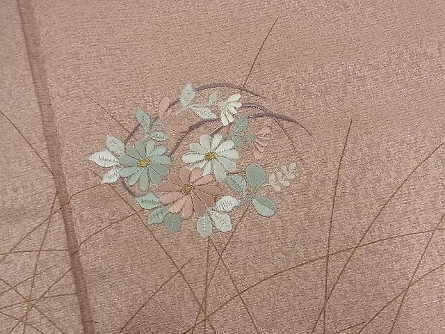 平和屋川間店■訪問着　刺繍　芝草花丸文　暈し染め　金糸　逸品　n-fn0597_画像4