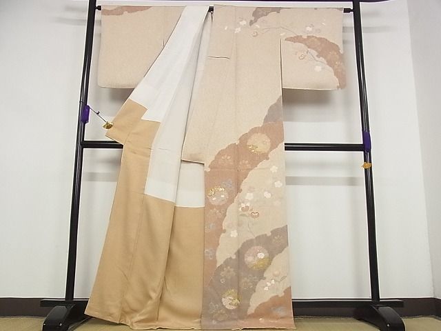 平和屋川間店■訪問着　雪輪枝花文　金彩　着丈168.5cm　裄丈65.5cm　正絹　逸品　B-ey3507_画像2