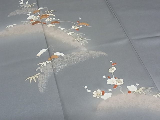 平和屋川間店■訪問着 駒刺繍 雪芝文 松竹梅 暈し染め 金彩 鈴乃屋扱い 着丈165cm 裄丈65cm 正絹 逸品 B-oa4696の画像4