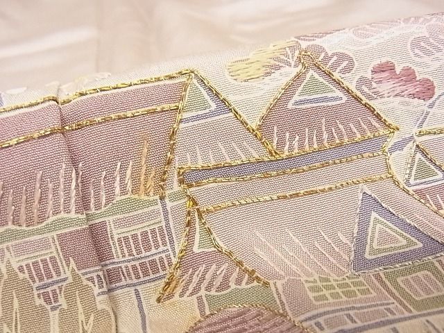 平和屋川間店■訪問着　刺繍　風景松文　暈し染め　金糸　着丈162.5cm　裄丈65cm　正絹　逸品　A-wj3786_画像7