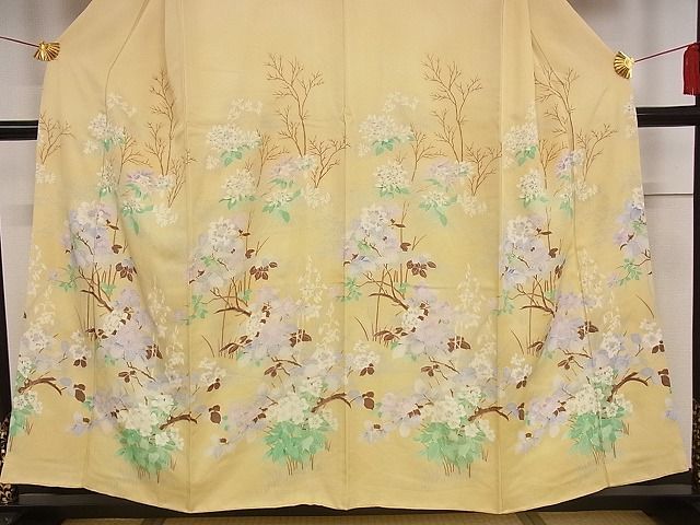 平和屋川間店■訪問着　枝花文　着丈153cm　裄丈64cm　正絹　逸品　A-wj3789_画像3