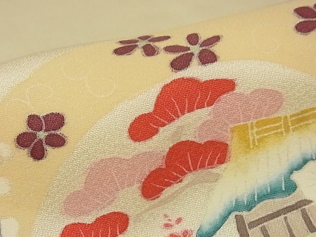 平和屋川間店■訪問着　刺繍　風景花鳥文　着丈164cm　裄丈66cm　正絹　逸品　A-wj3783_画像7