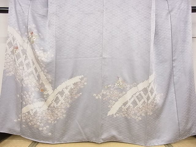 平和屋川間店■訪問着　絞り　刺繍　草花文　金彩　着丈161.5cm　裄丈64cm　正絹　逸品　A-wj3903_画像3