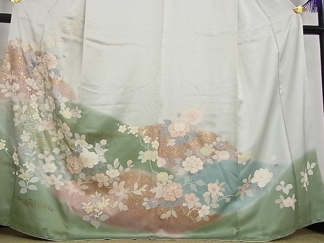 平和屋川間店■訪問着　草花文　暈し染め　金彩　着丈167cm　裄丈67cm　正絹　逸品　B-ag2877_画像3