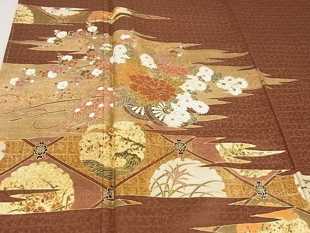 平和屋川間店■訪問着　花車文　金銀彩　着丈158.5cm　裄丈66cm　正絹　逸品　未使用　A-wj4477_画像4