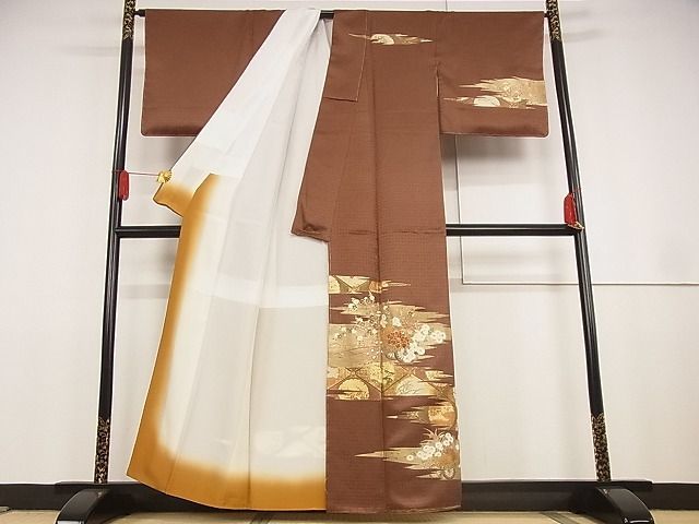 平和屋川間店■訪問着　花車文　金銀彩　着丈158.5cm　裄丈66cm　正絹　逸品　未使用　A-wj4477_画像2