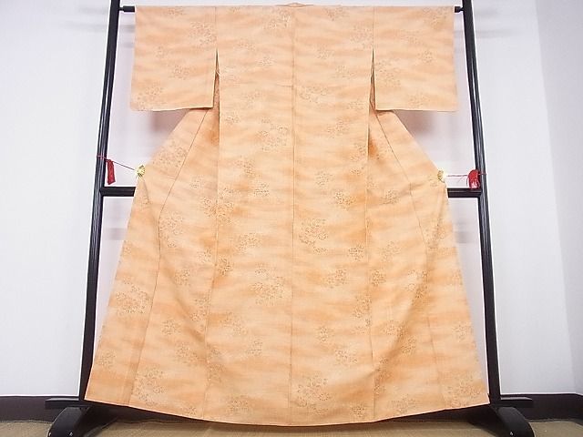 平和屋川間店■上質な紬　単衣　草花文　着丈160.5cm　裄丈62.5cm　正絹　逸品　未使用　B-zg5830_画像2