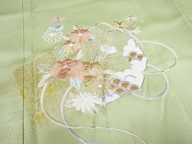 平和屋川間店■訪問着　絞り　刺繍　地紙雪輪花文　金彩　着丈163.5cm　裄丈67cm　正絹　逸品　B-np9605_画像5