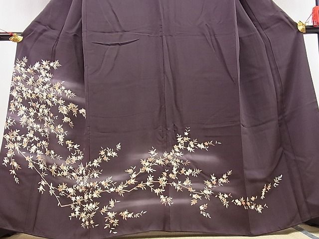 平和屋野田店■訪問着　駒刺繍　橘　暈し染め　金彩　逸品　n-kg5444_画像3