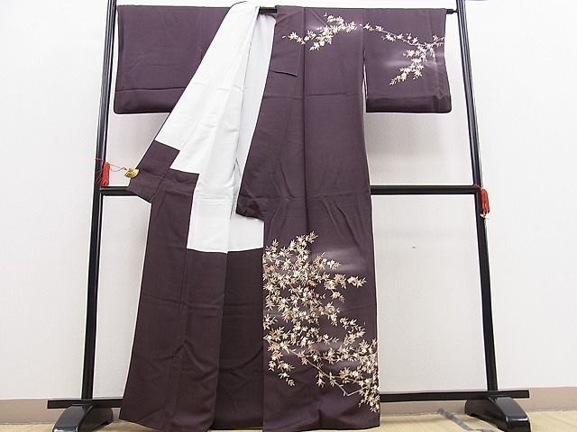 平和屋野田店■訪問着　駒刺繍　橘　暈し染め　金彩　逸品　n-kg5444_画像2