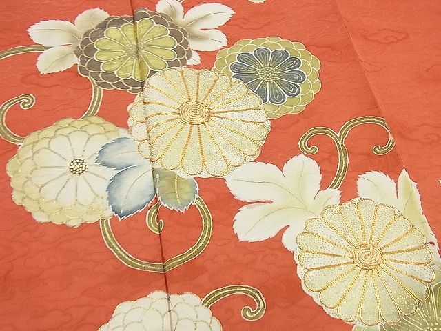 平和屋野田店■訪問着　駒刺繍　菊唐草文　金彩　逸品　未使用　n-cw0807_画像4