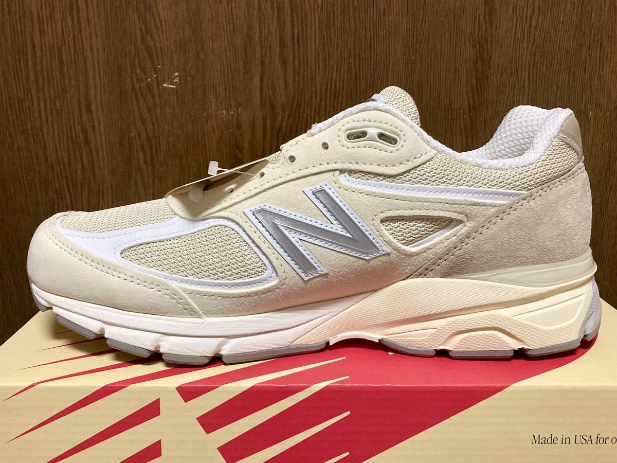 22年製 NEW BALANCE U990 TE4 990 V4 BEIGE ニューバランス ベージュ クリーム SUEDE スエード MADE IN USA 米国 アメリカ製 US8.5_画像3