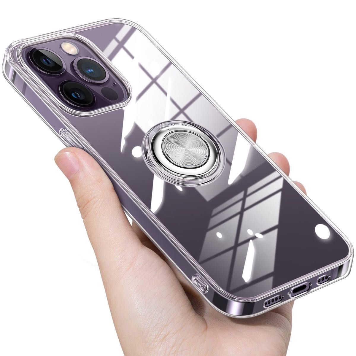 iPhone 14 Pro 用 ケース iphone14プロ 用 カバー リング クリア 透明 TPU シリコン 耐衝撃 薄型 