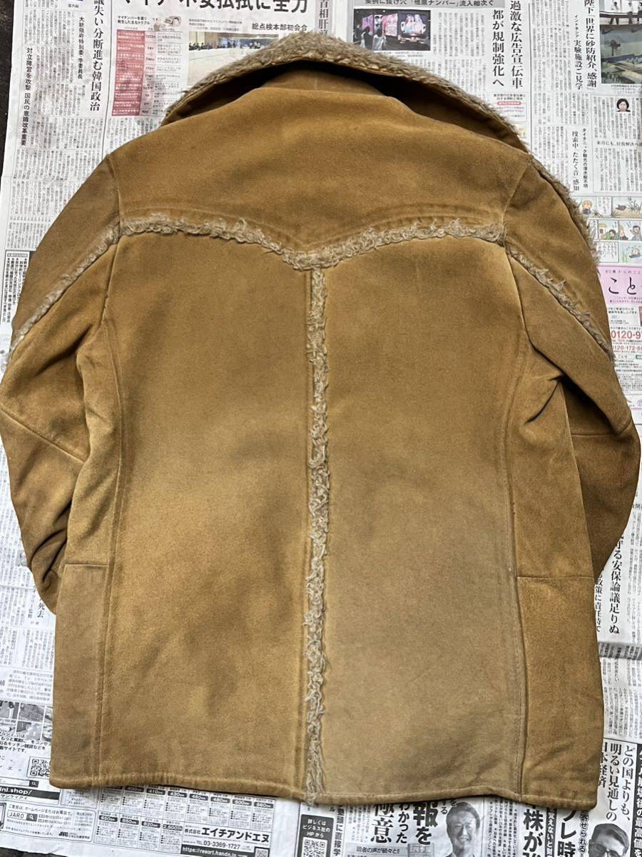 70s Sears the Leather shop レザーコート 40 スウェード ボア ランチコート バイカー ヴィンテージ 50s 60s CAMPUS PENNEYS TOWNCRAFT