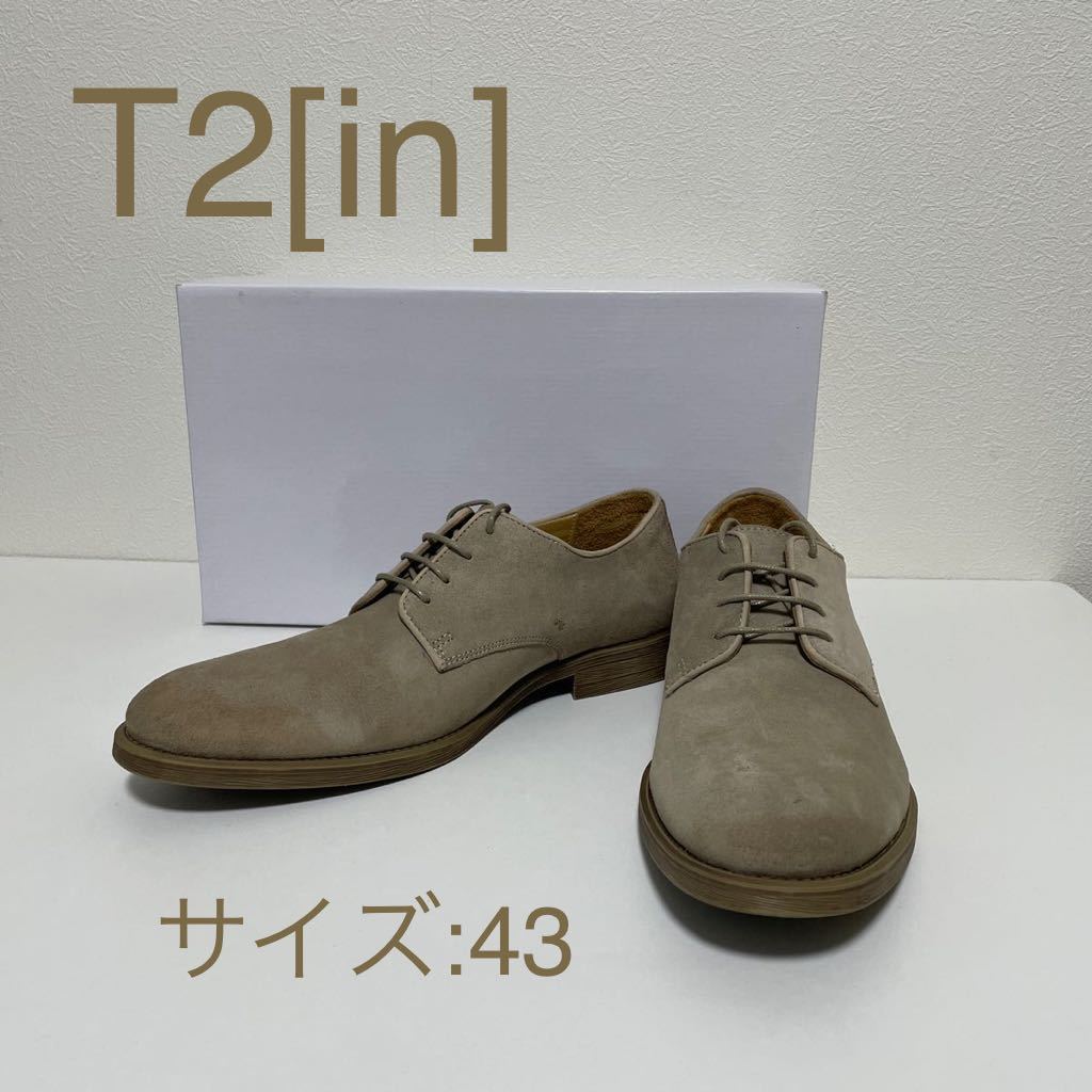 [ beautiful goods ]T2[in] size :43 8-005-012 suede leather shoes plain beige GY/S twin tu race up business suede leather 