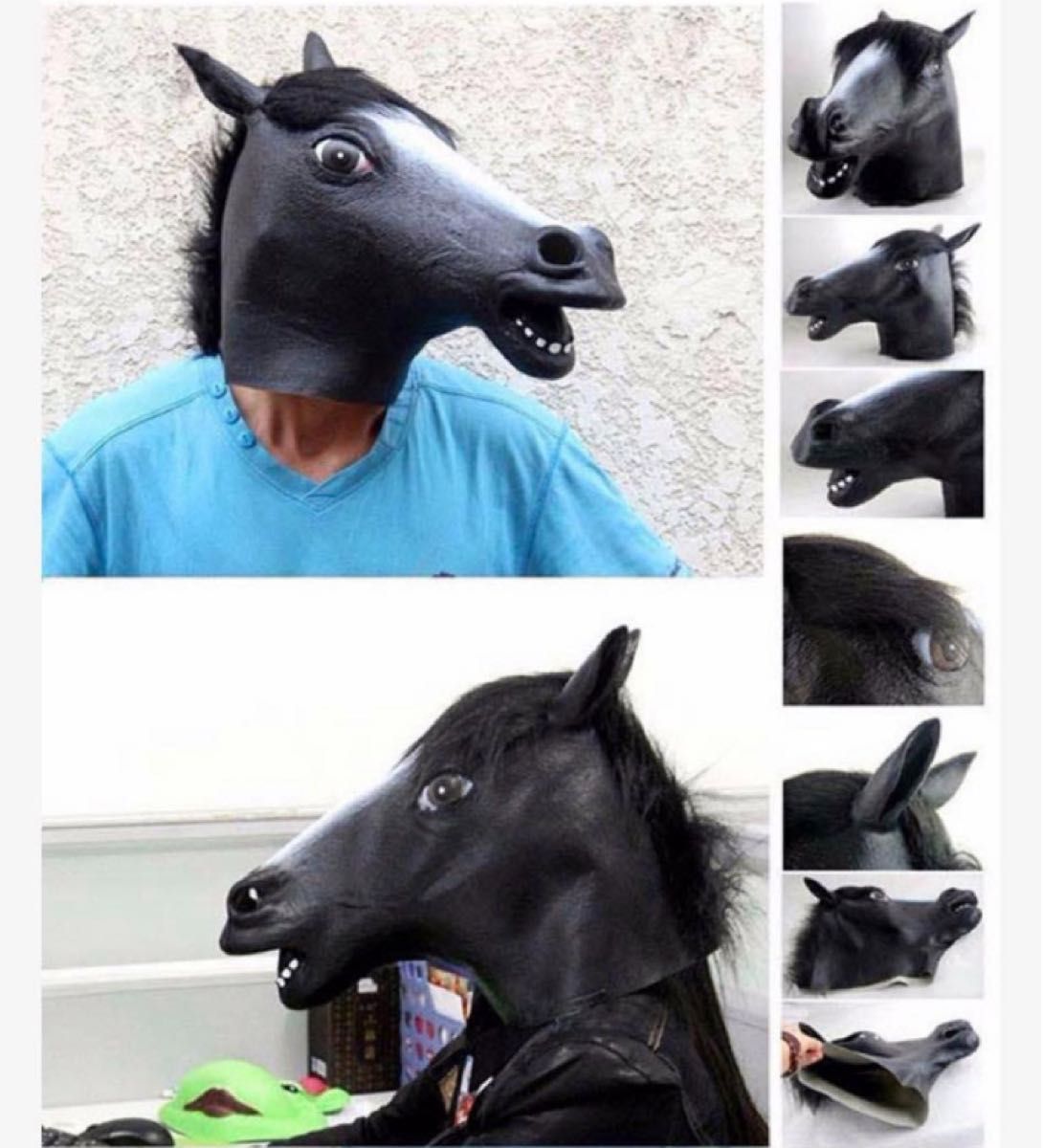 馬かぶりもの 馬マスク 黒　イベント コスプレ お面 被り物  ウマ ホース 動物 アニマル マスク 馬