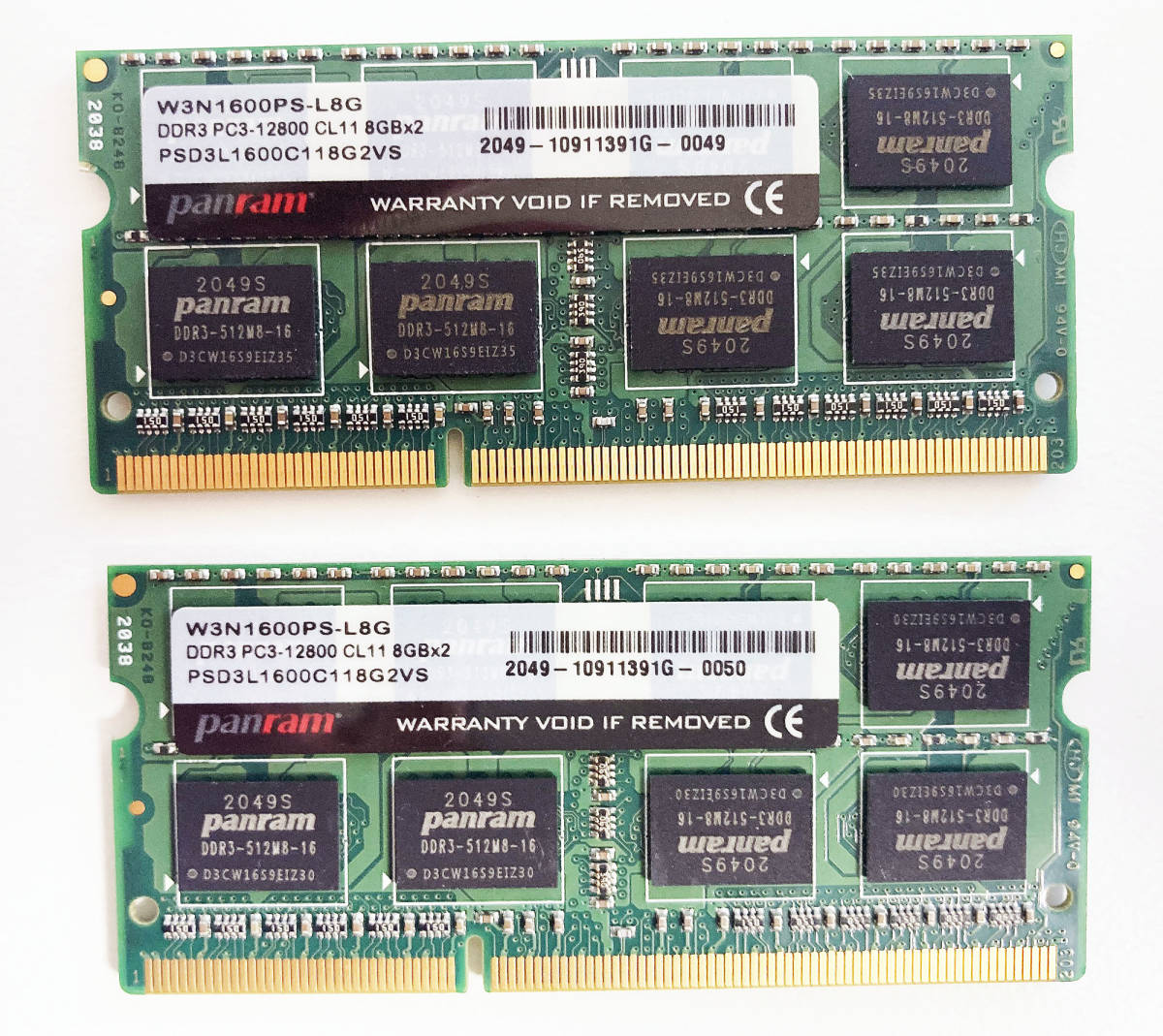 CFD シー・エフ・デー W3N1600PS-L8G ノートパソコン用メモリ DDR3-1600 204pin SO-DIMM 8GB 低電圧仕様 2枚組_画像1