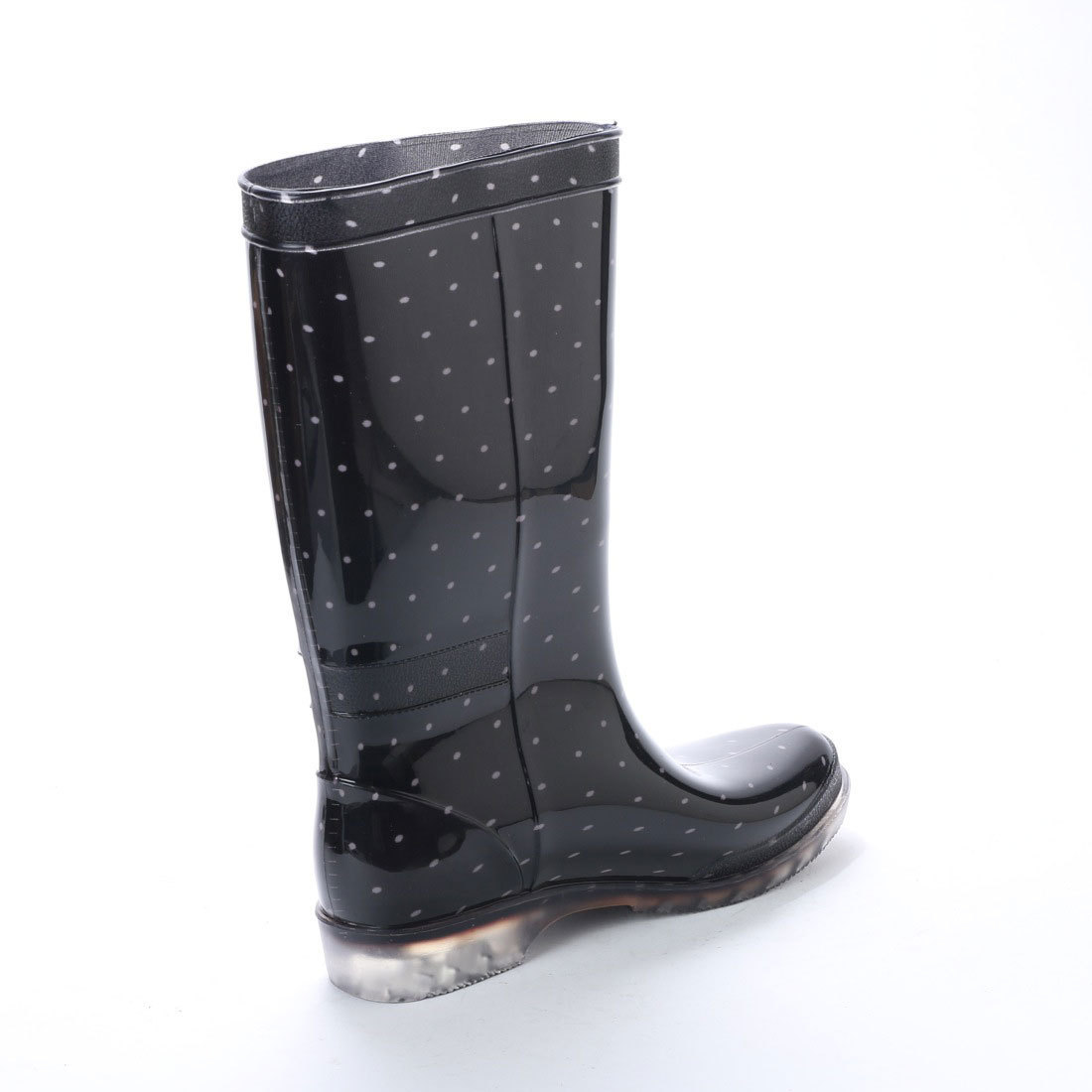  lady's rain boots rain boots long height solid forming boots black dot pattern 15032-blk-dot-L ( 23.5 - 24.0cm )