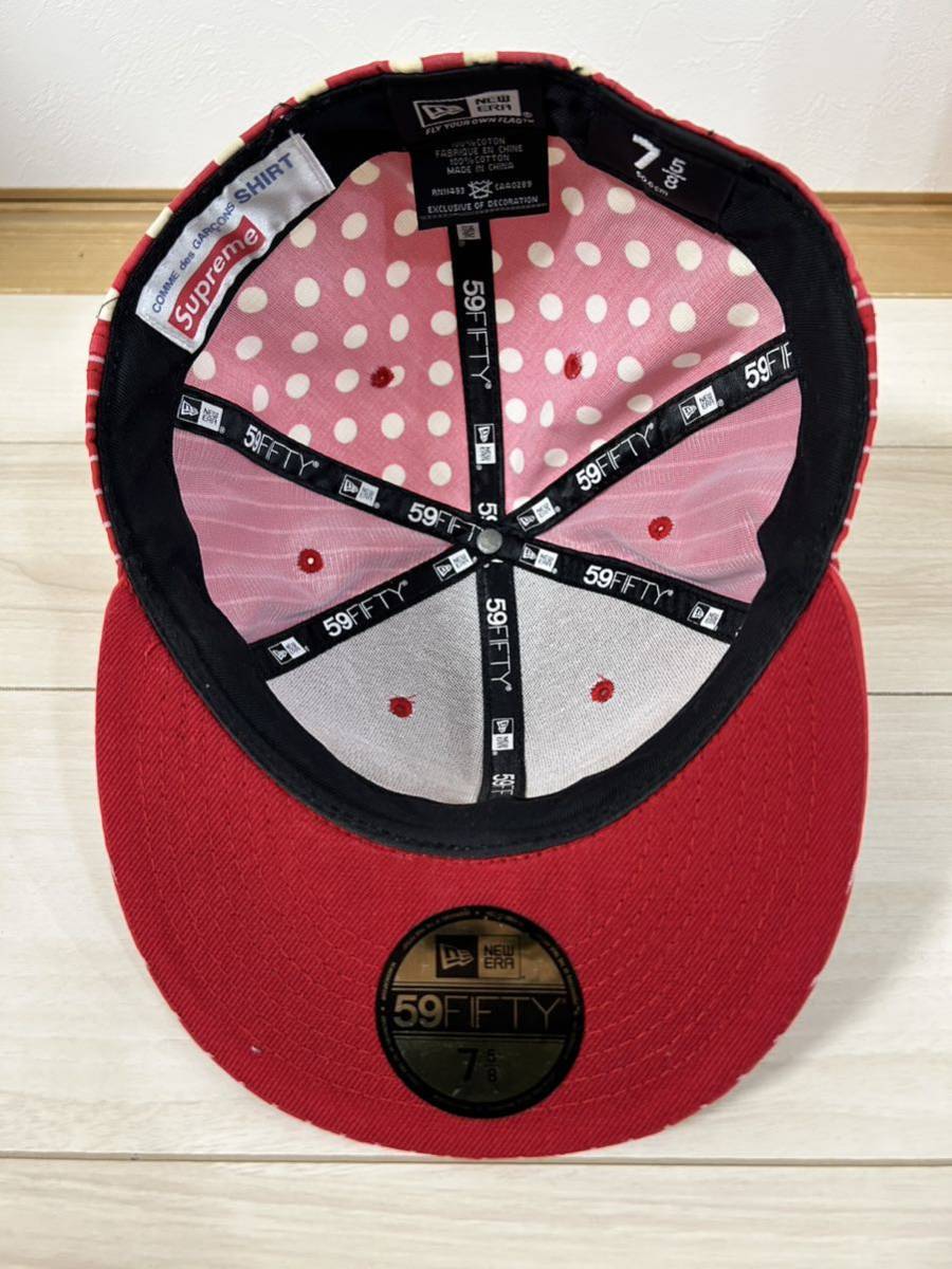 中古 7 5/8 14SS Supreme COMME des GARCONS New Era Box Logo Cap RED シュプリーム コムデギャルソン ニューエラ ボックス ロゴ キャップ_画像3