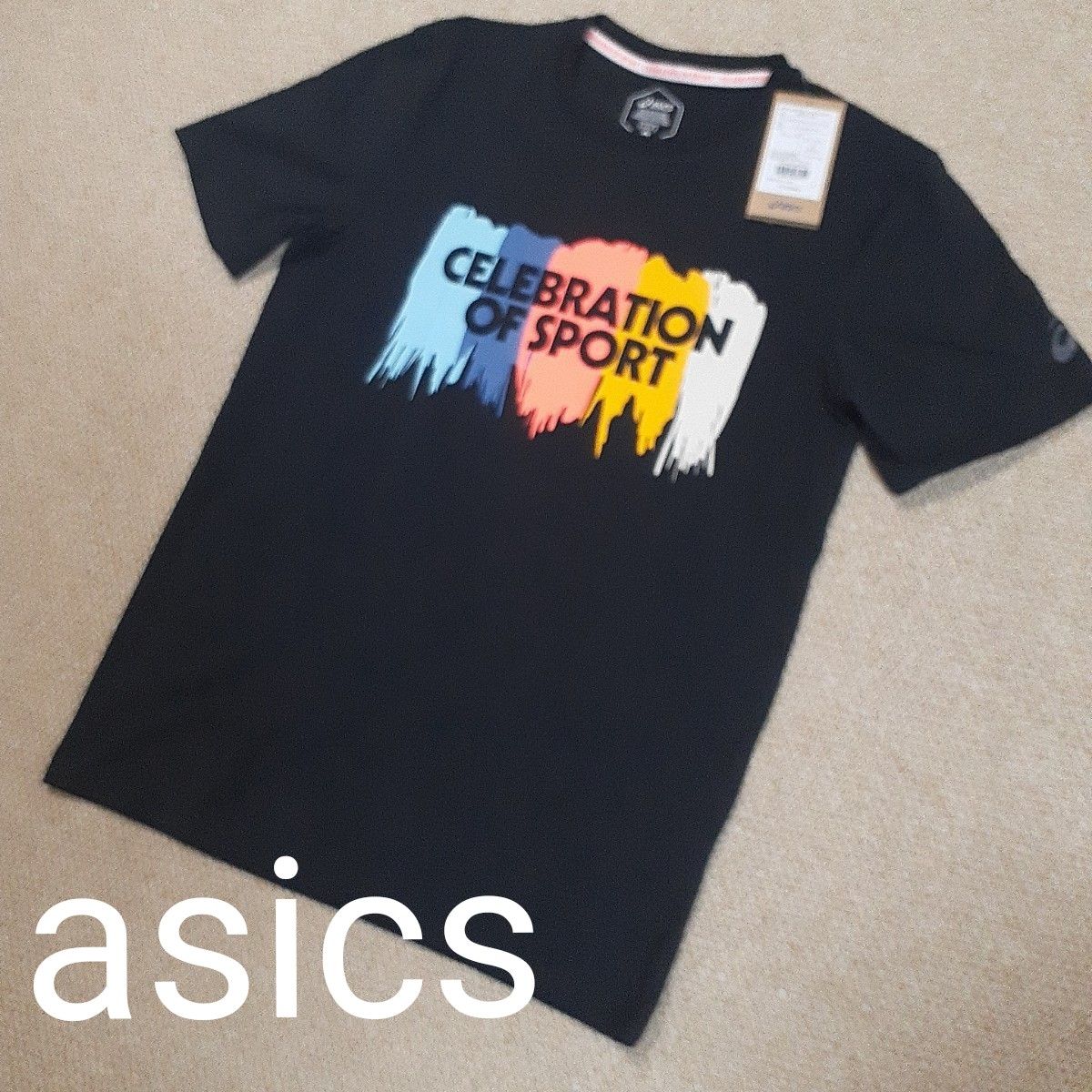 新品未使用タグ付　asics　アシックス　グラフィックプリント　ショートスリーブトップス　Tシャツ　ランニングシャツ