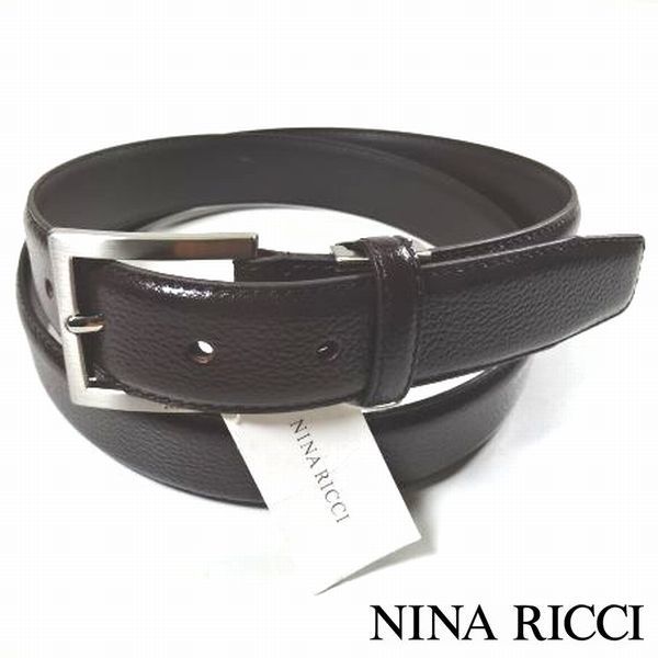 即決送料無料 新品 ニナリッチ NINA RICCI 本牛革 レザー ビジネス ベルト 茶 ブラウン メンズ 男性 紳士用 シャツ スーツに1_画像1